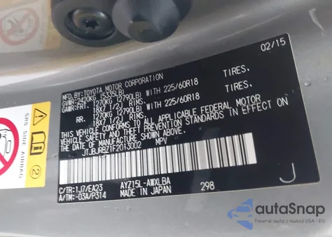 2015 Lexus Nx 300H z USA, uszkodzony, nr VIN JTJBJRBZ1F2013002